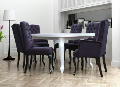 6x Chesterfield armchairs upholstered fabric seat cushion designer dining chairs